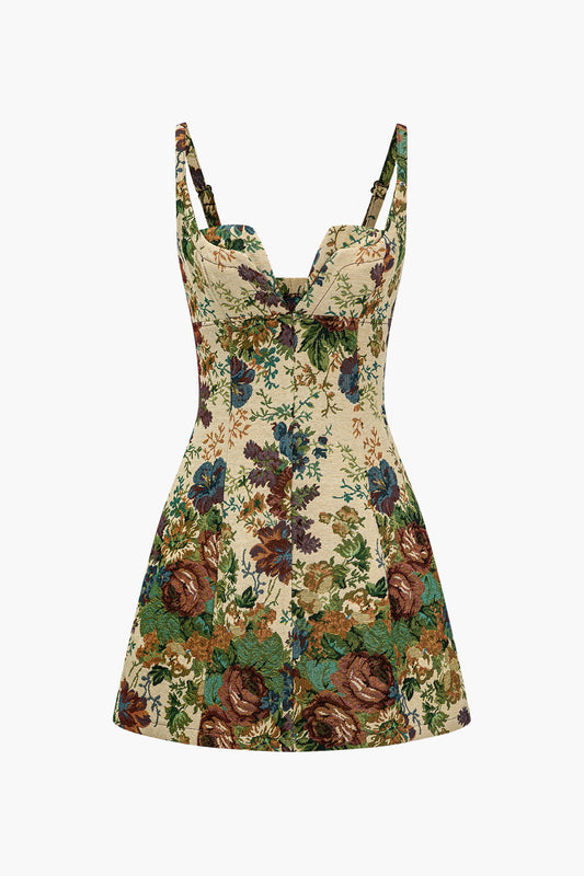 Floral Print V-Neck Mini Dress-0