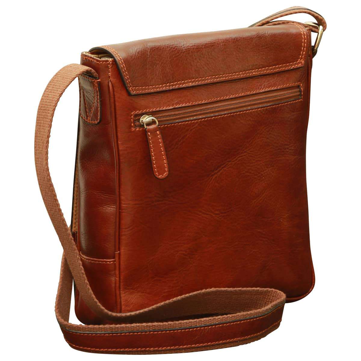 Leather Satchel Bag for I-Pad - Brown-1