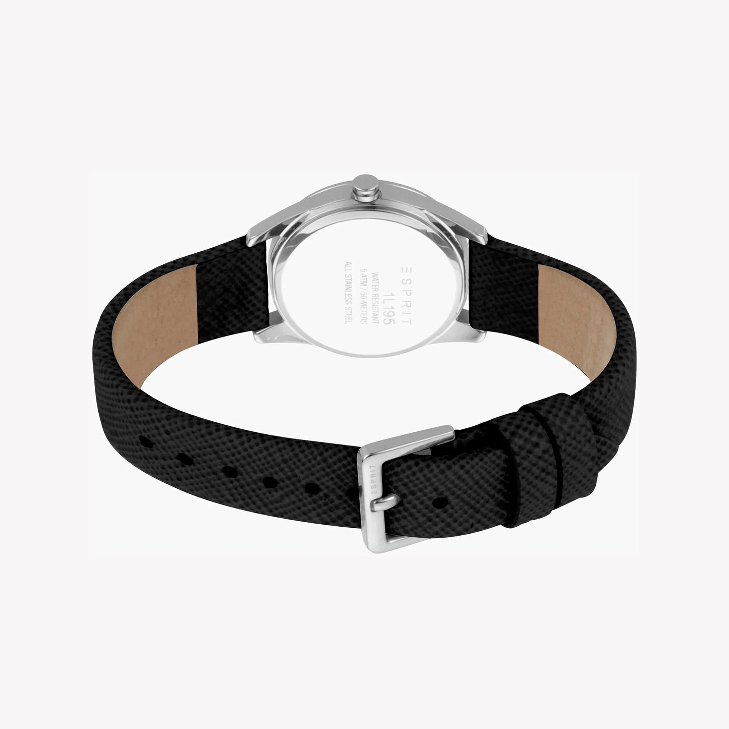 Esprit Women's Silver Dial Watch, Black Leather Band | ES1L047M0015-2