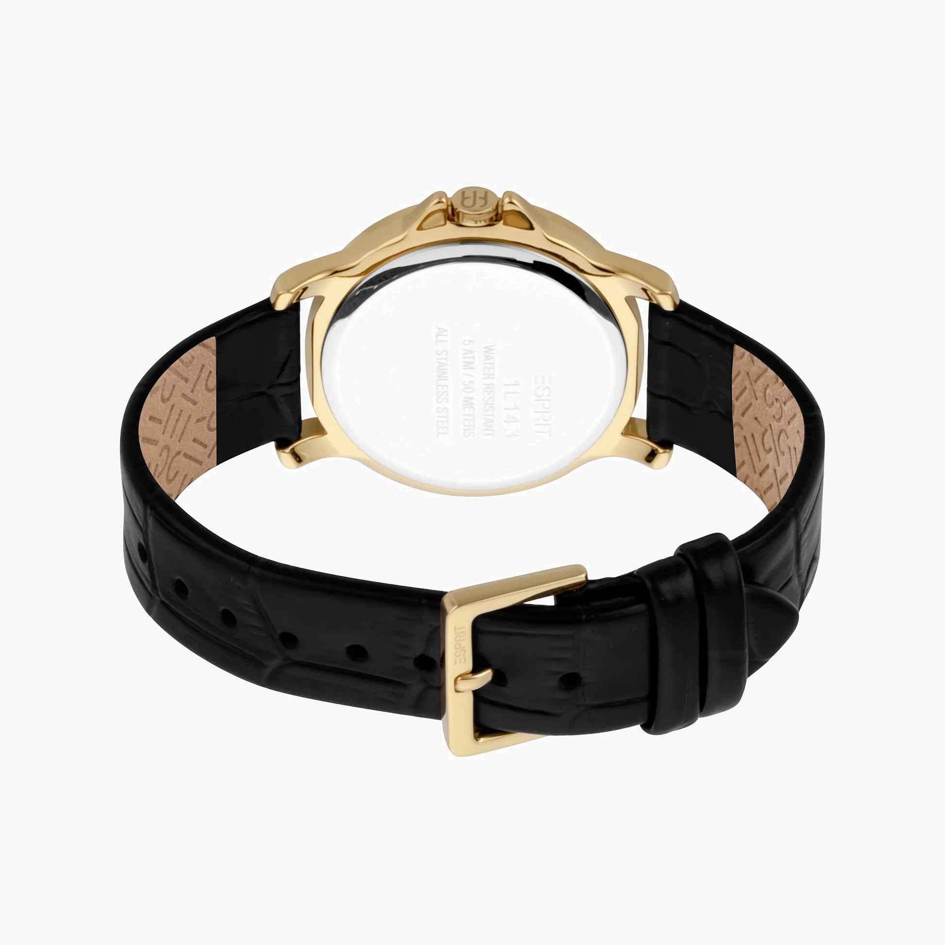 Esprit Women's Black Leather Watch, Black Dial | ES1L185M0065-2