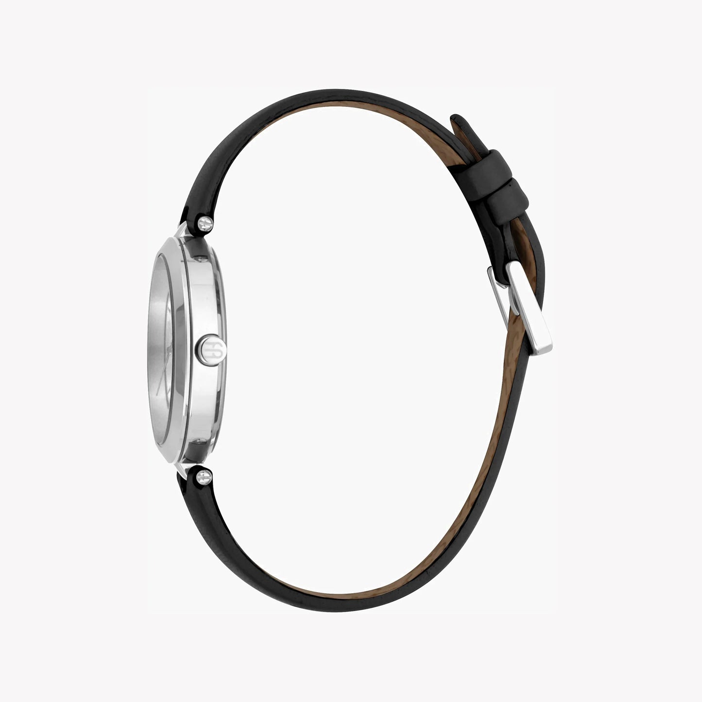 Esprit Women's Black Leather Watch, Silver Dial | ES1L063M0055-1