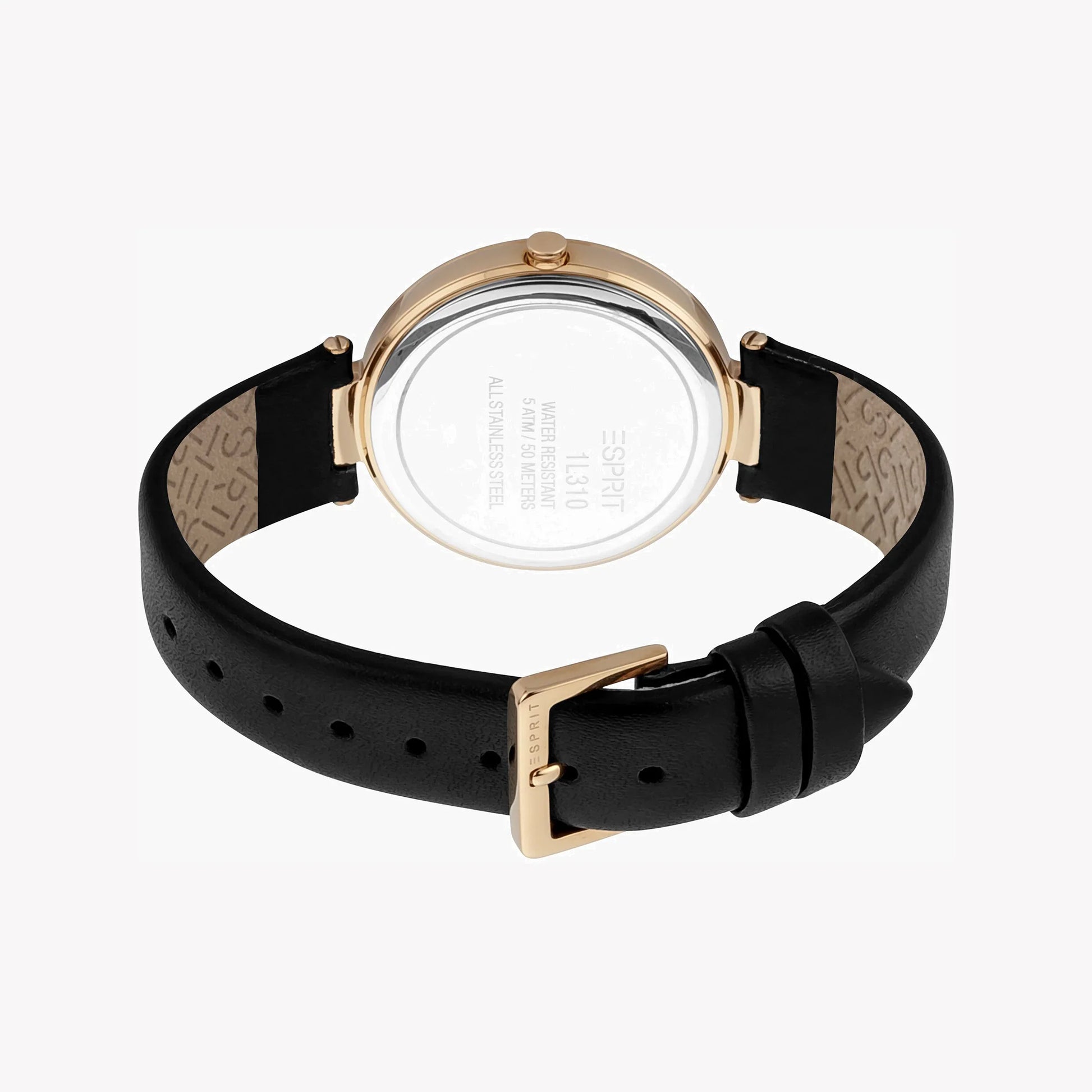 Esprit Women's Black Leather Watch, Silver Dial | ES1L162M0015-2