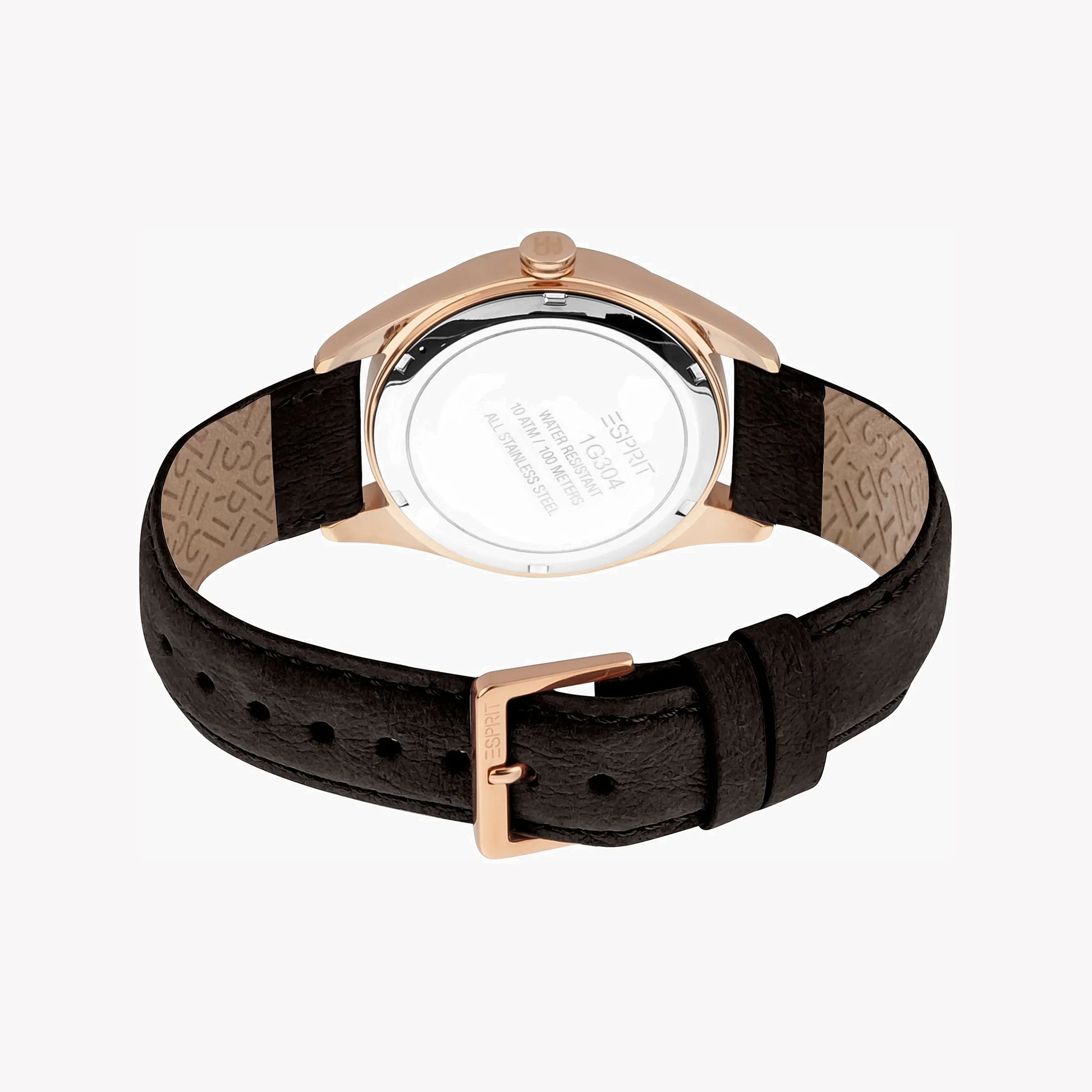 Esprit Men's Brown Leather Watch, Silver Dial | ES1G292M0035-2