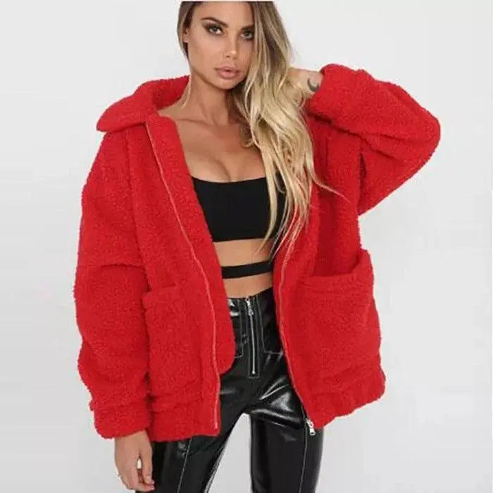 Faux lambswool oversized jacket-11