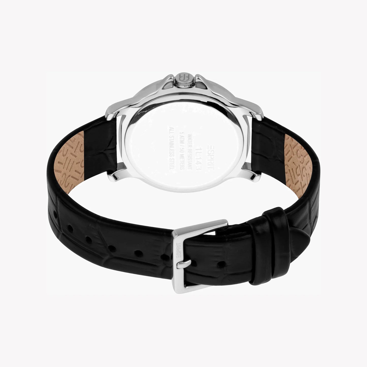 Esprit Women's Black Leather Watch, Burgundy Dial | ES1L235M0095-2