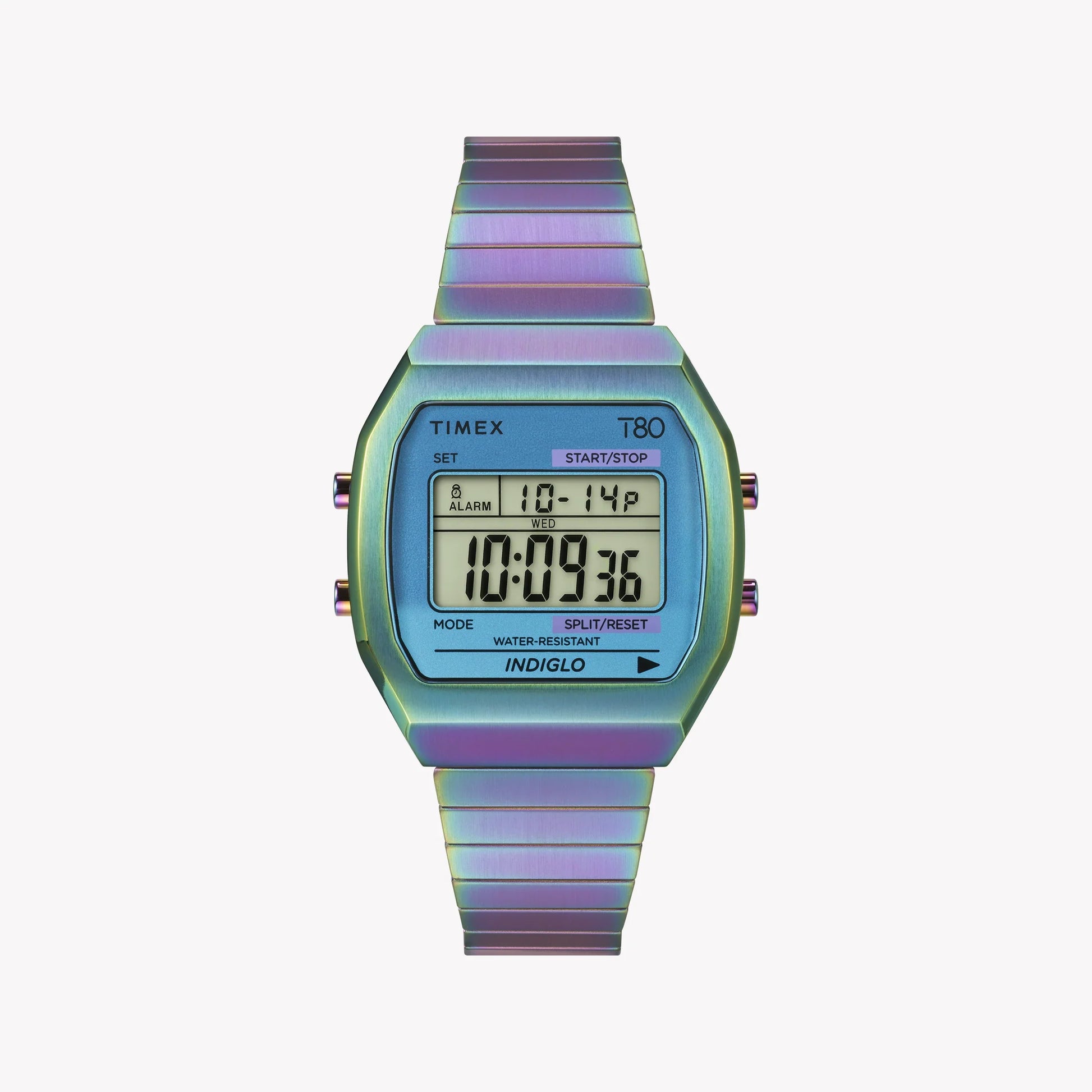 Timex Women's Purple Stainless Steel Watch, Digital Display | T80-0