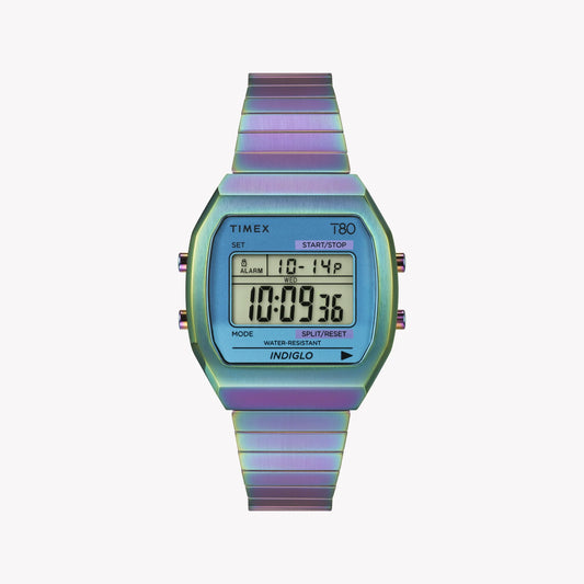 Timex Women's Purple Stainless Steel Watch, Digital Display | T80-0