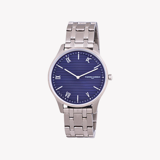 Pierre Cardin Men's Silver Watch, Blue Dial | CBA.4020-0