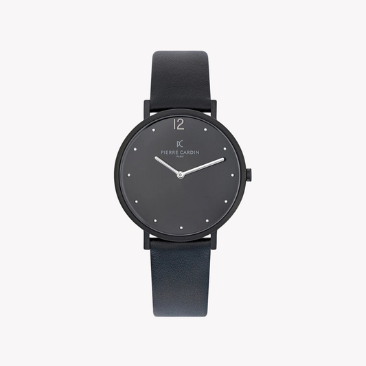 Pierre Cardin Women's Black Leather Watch, Stainless Steel | CBV.1021-0