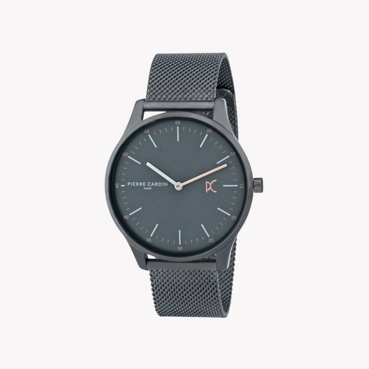 Pierre Cardin Men's Gray Stainless Steel Watch, Black Case | CBA.4014-0