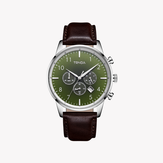 TRNDA Men's Stainless Steel Watch, Seaweed Green Dial | TRN-43MM-0