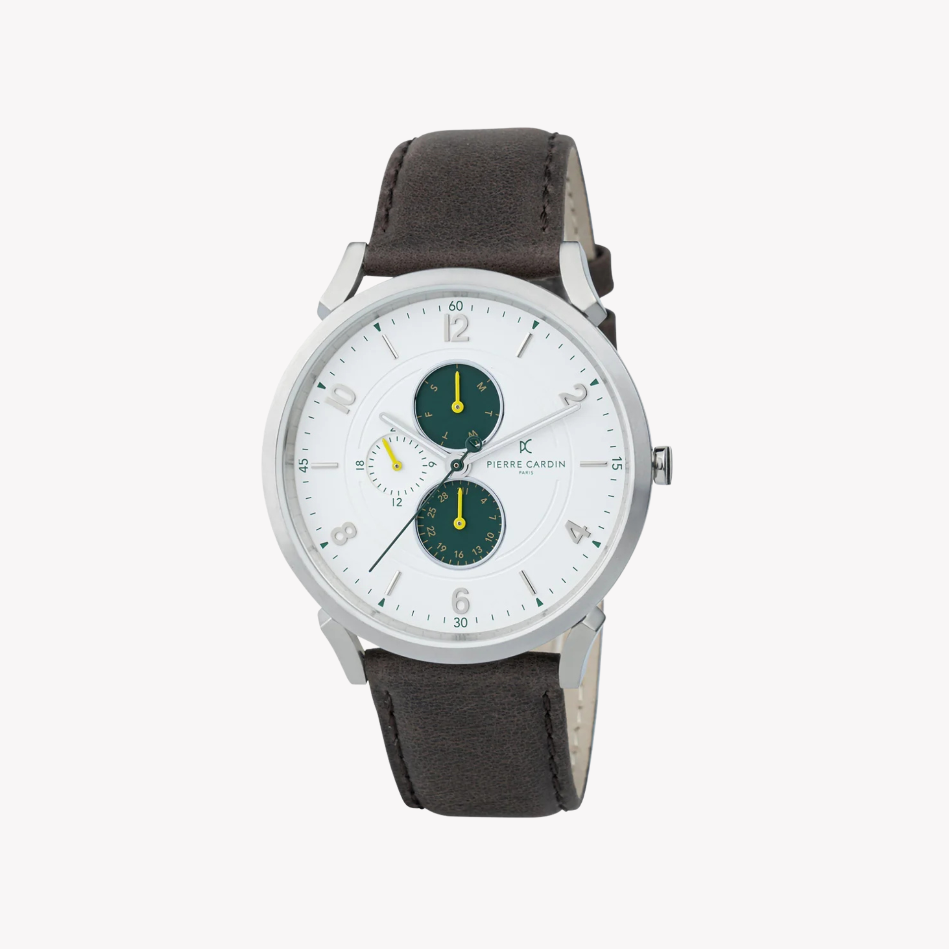Pierre Cardin Men's Brown Leather Watch, Silver Case | CPI.2057-0