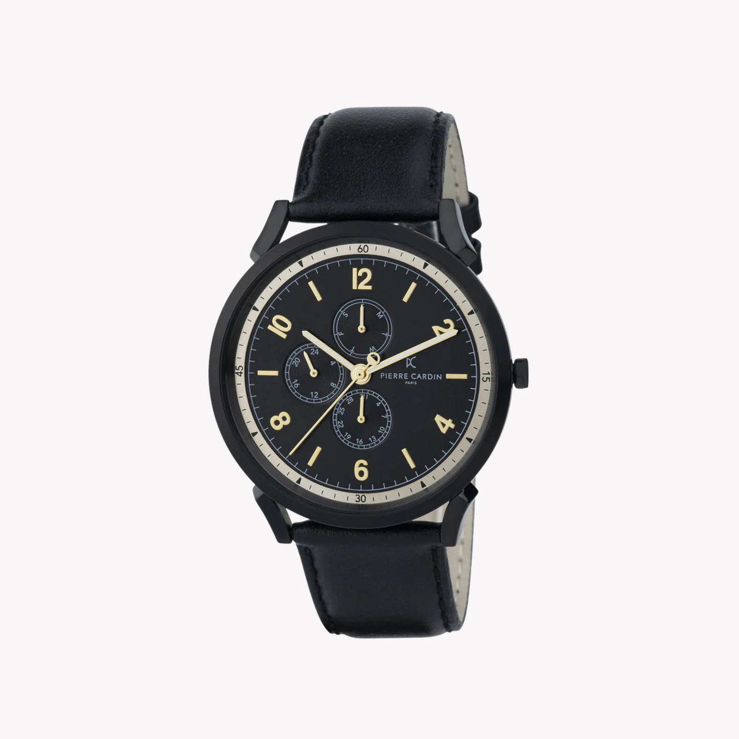 Pierre Cardin Men's Black Leather Watch, Stainless Steel | CPI.2079-0