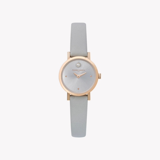 Pierre Cardin Women's Gray Leather Watch, Silver Dial | CCM.0506-0