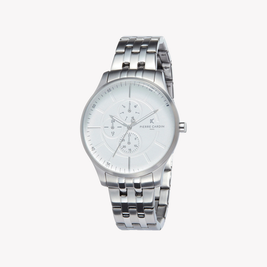 Pierre Cardin Men's Silver Stainless Steel Watch, White Dial | PC902731F104-0