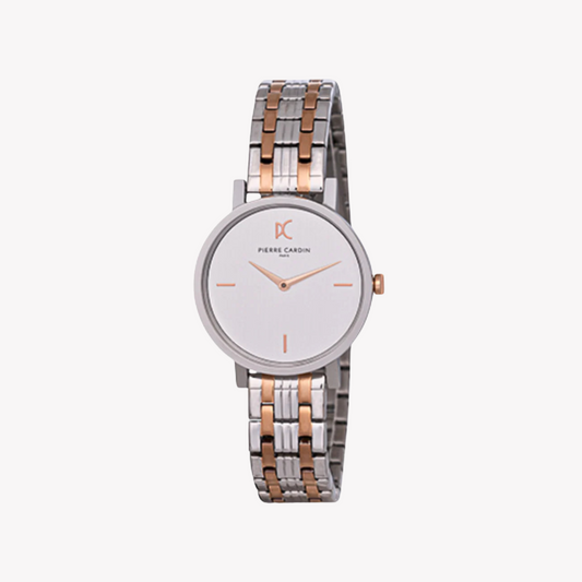 Pierre Cardin Women's Two Tone Silver & Rose Gold Watch, White Dial | CCM.0530-0