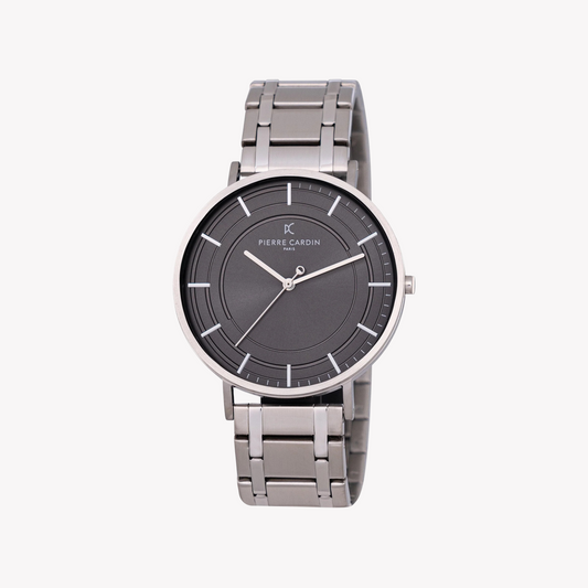 Pierre Cardin Men's Silver Metal Watch, Black Dial | CBN.3033-0