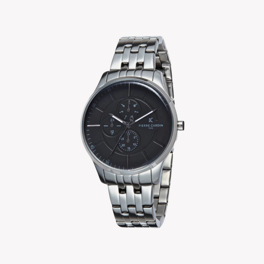 Pierre Cardin Men's Silver Watch, Black Dial | PC902731F108-0