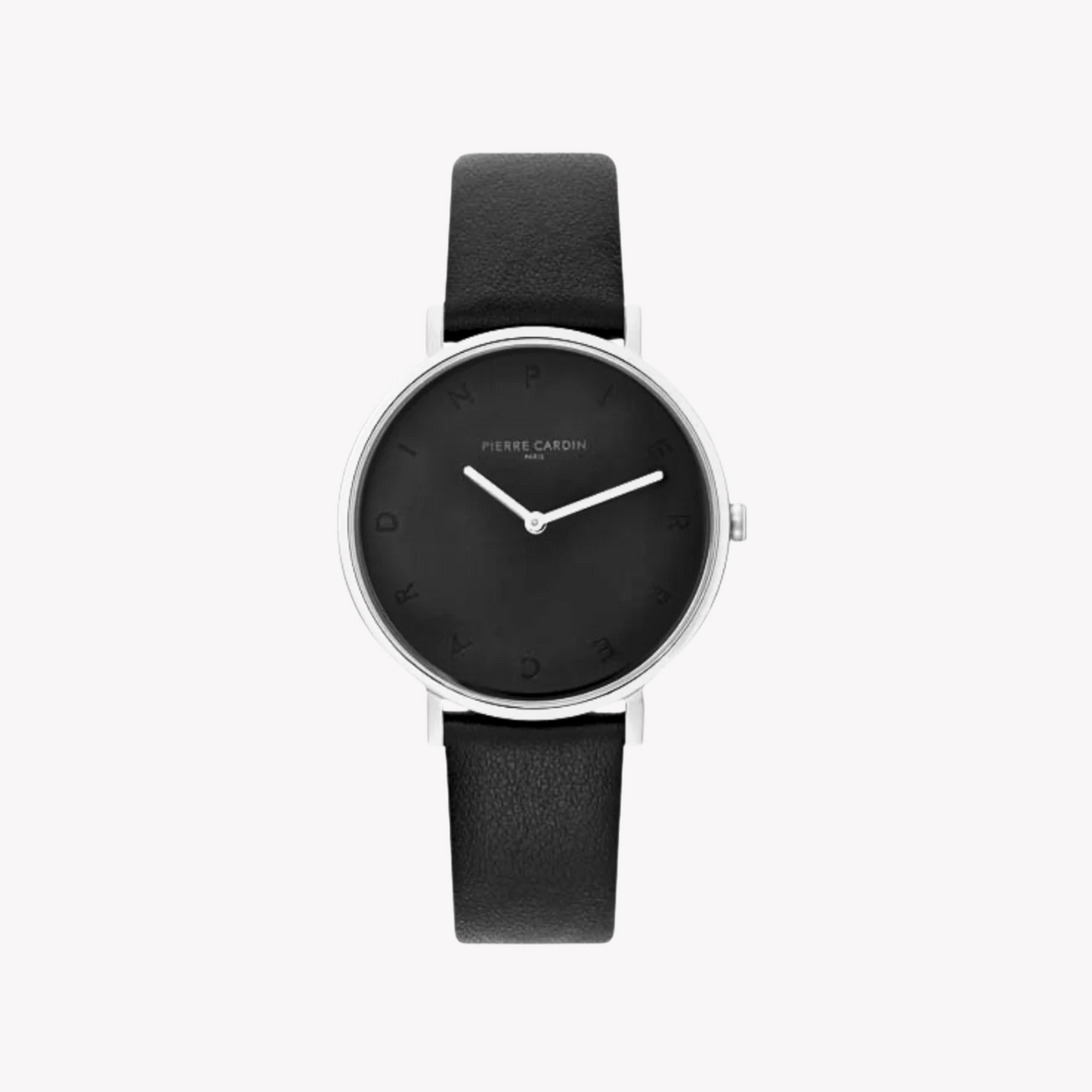 Pierre Cardin Women's Black Leather Watch, Silver Case | CBV.1002-0
