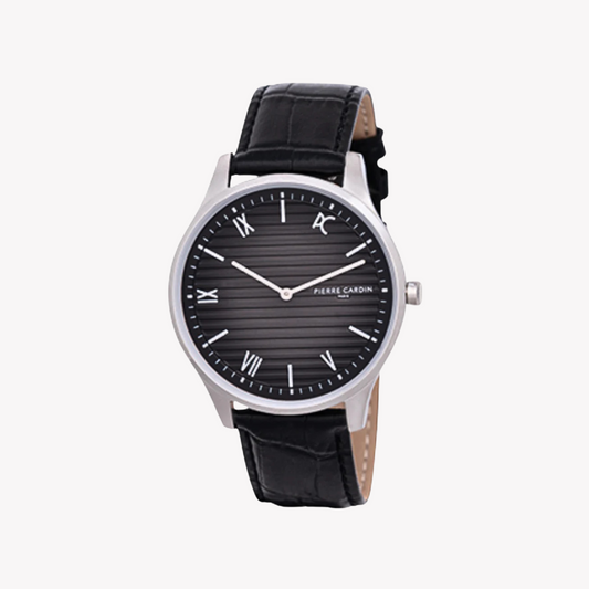 Pierre Cardin Men's Silver Watch, Black Dial | CBA.4025-0