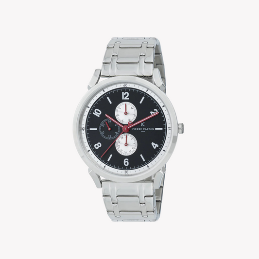 Pierre Cardin Men's Silver Stainless Steel Watch, Black Dial | CPI.2083-0