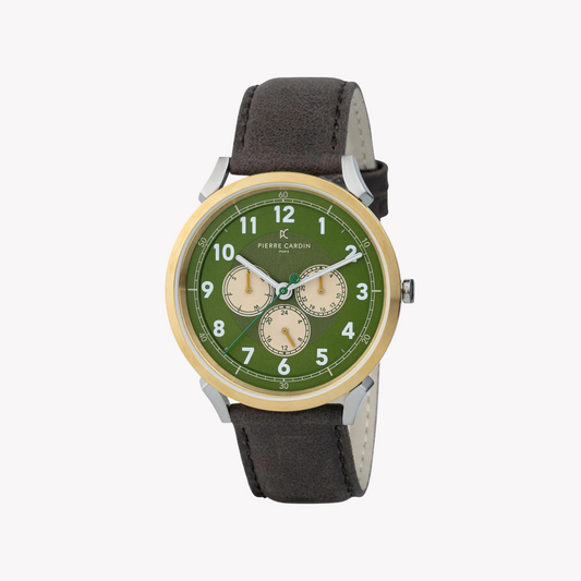 Pierre Cardin Men's Brown Leather Watch, Green Dial | CPI.2071-0