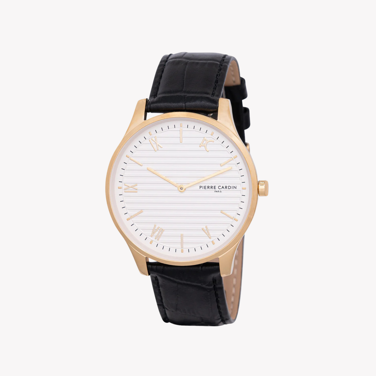 Pierre Cardin Men's Gold Watch, Black Leather Band | CBA.4018-0