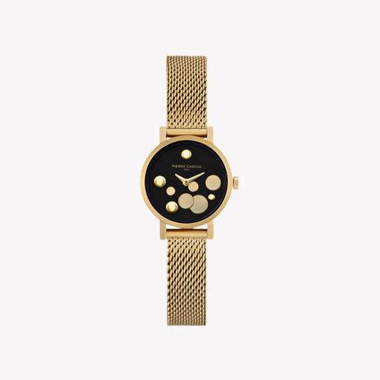 Pierre Cardin Women's Gold Stainless Steel Watch, Black Dial | CCM.0502-0