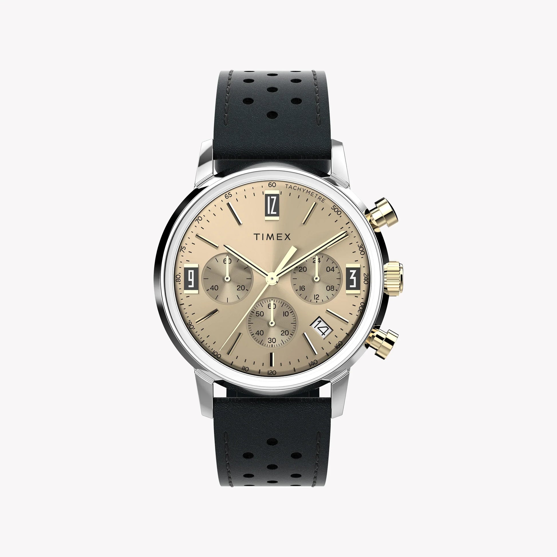 Timex Men's Copper Dial Watch, Brown Leather Strap | TW2W10000-0