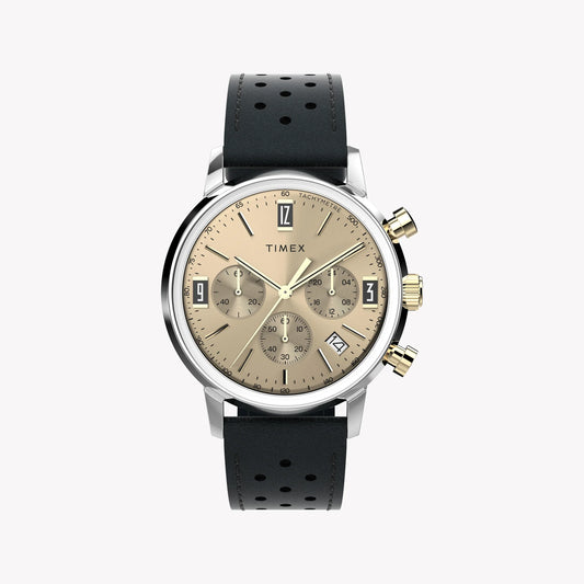 Timex Men's Copper Dial Watch, Brown Leather Strap | TW2W10000-0