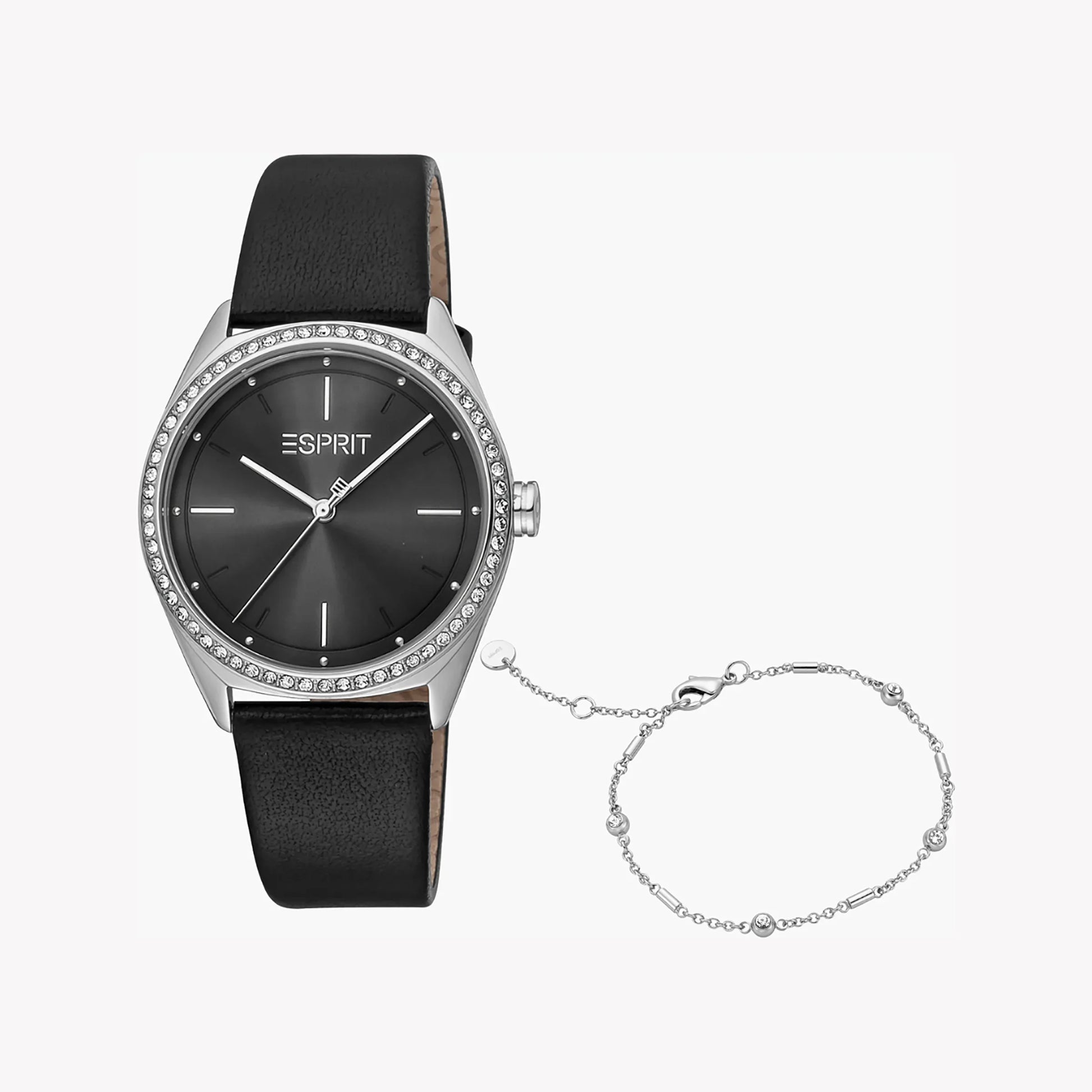 Esprit Women's Black Leather Watch, Black Dial | ES1L003M0015-0