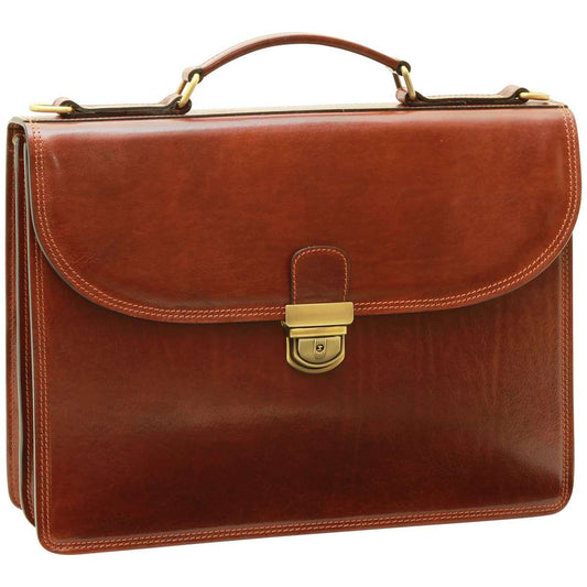 Vachetta Leather Briefcase - Brown-0