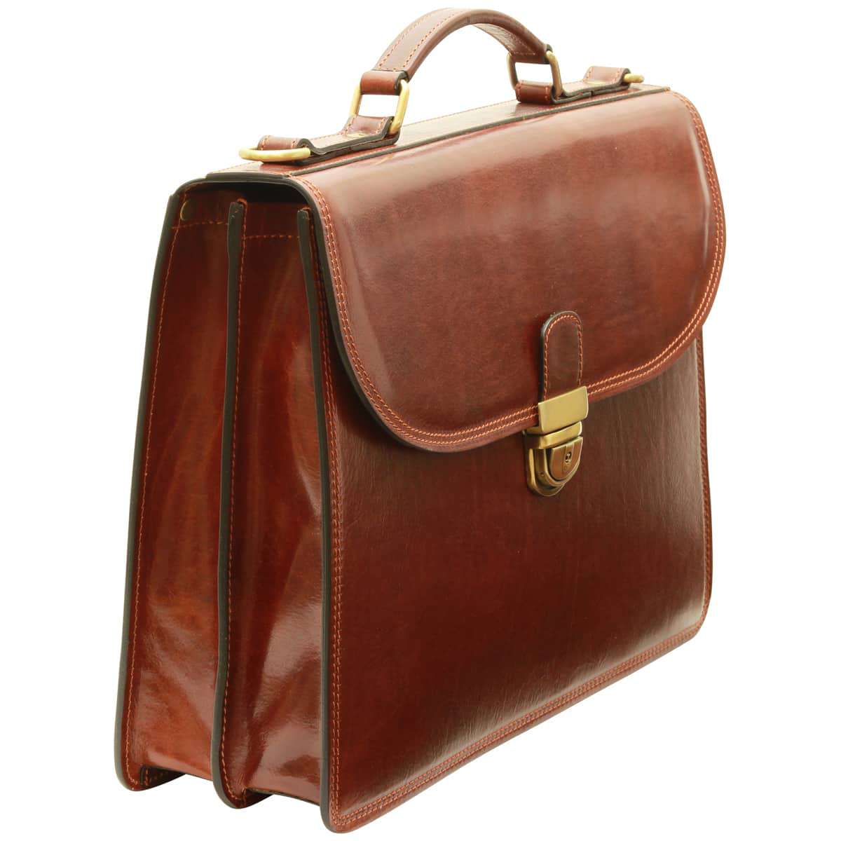 Vachetta Leather Briefcase - Brown-1