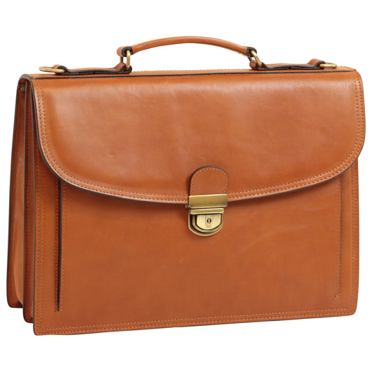 Briefcase with leather shoulder strap - Brown Colonial-0