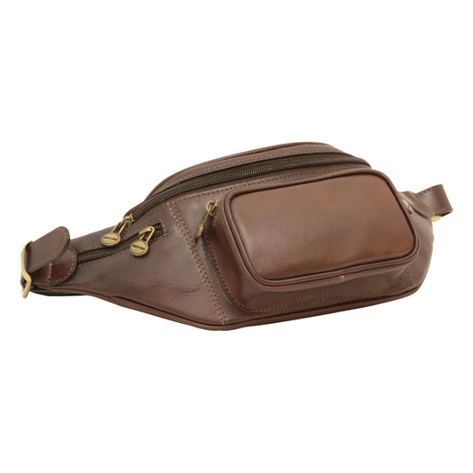 Leather belt pack - Dark brown-0