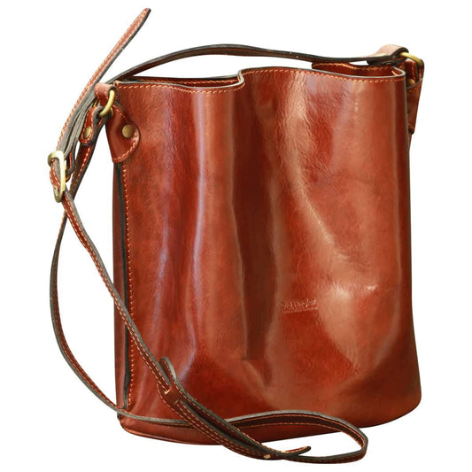 Cowhide leather shoulder bag - Brown-0