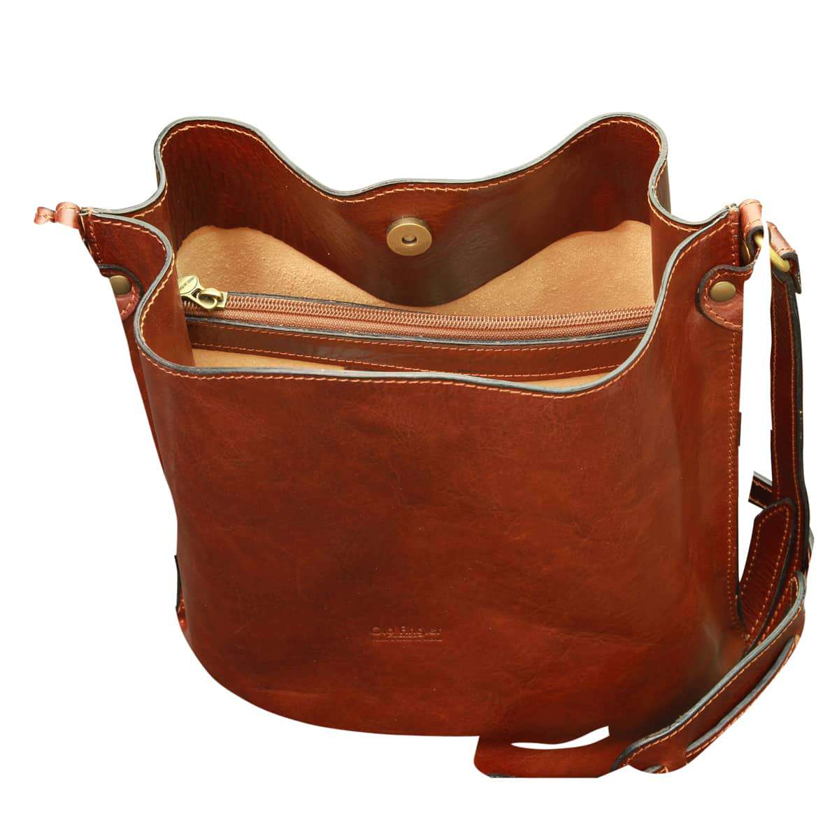 Cowhide leather shoulder bag - Brown-1