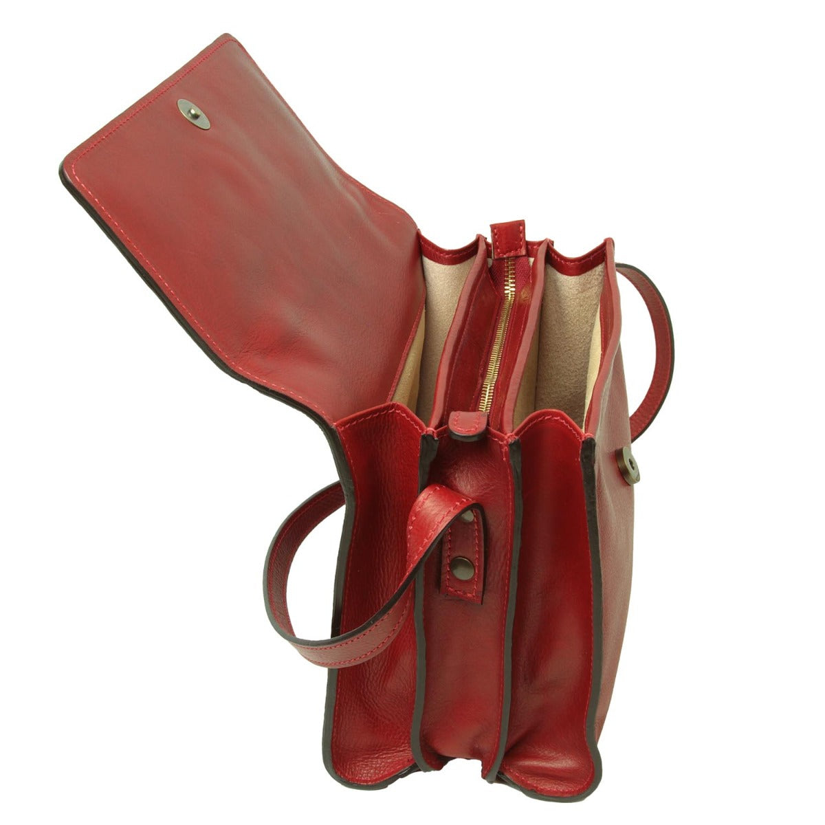 Full grain calfskin shoulder bag-Red-1