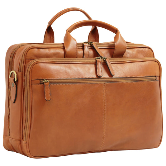 Italian Leather Briefcase - Brown Colonial-0