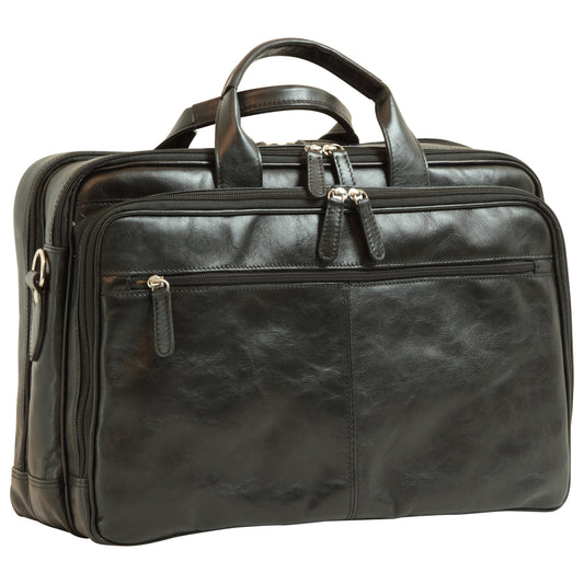 Italian Leather Briefcase - Black-0