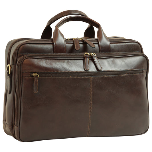 Italian Leather Briefcase - Dark Brown-0