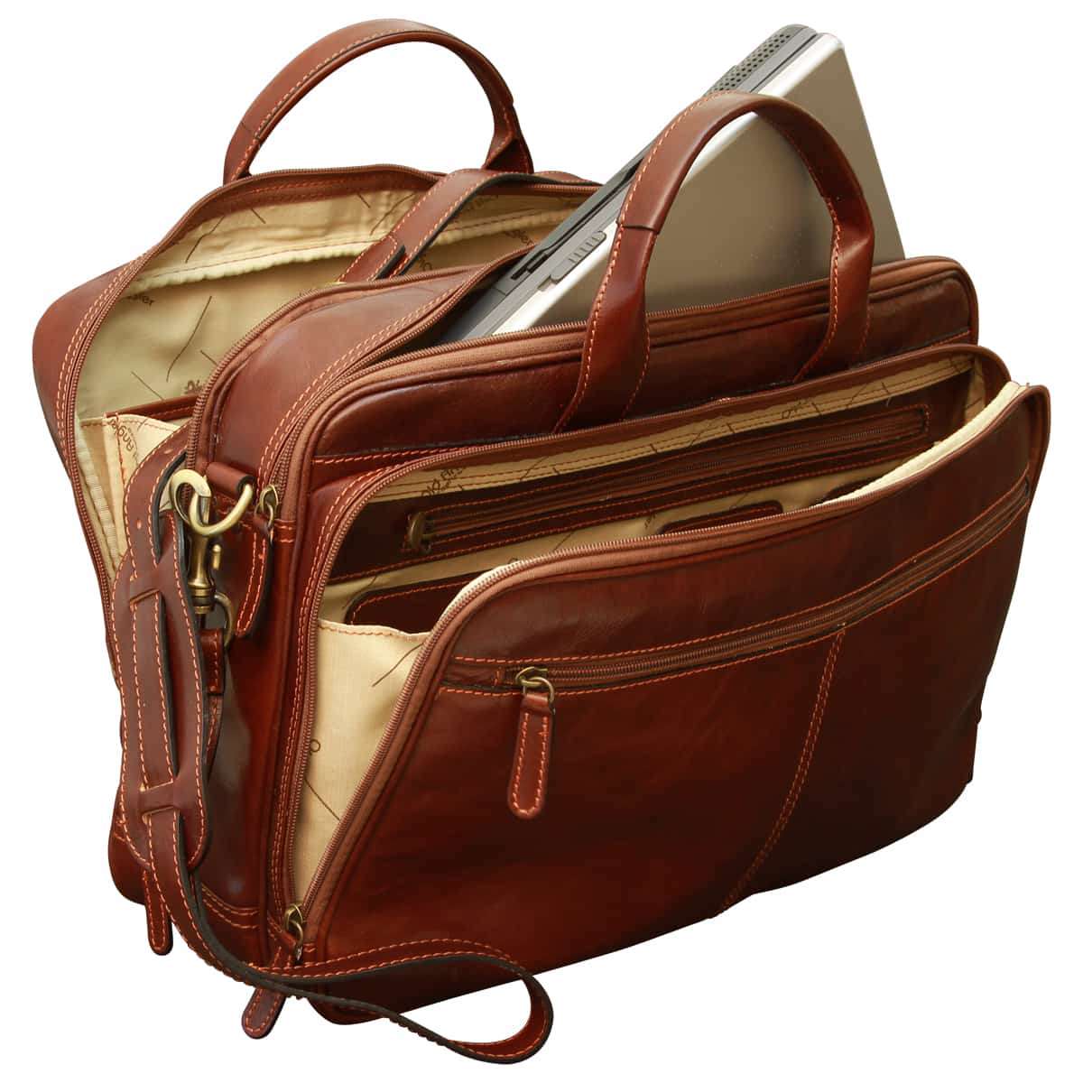 Italian Leather Briefcase - Brown-1
