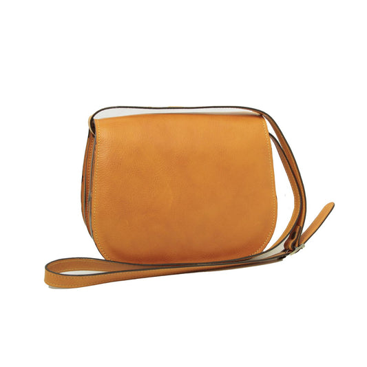 Women's shoulder bag in full grain calfskin-yellow ocher-0