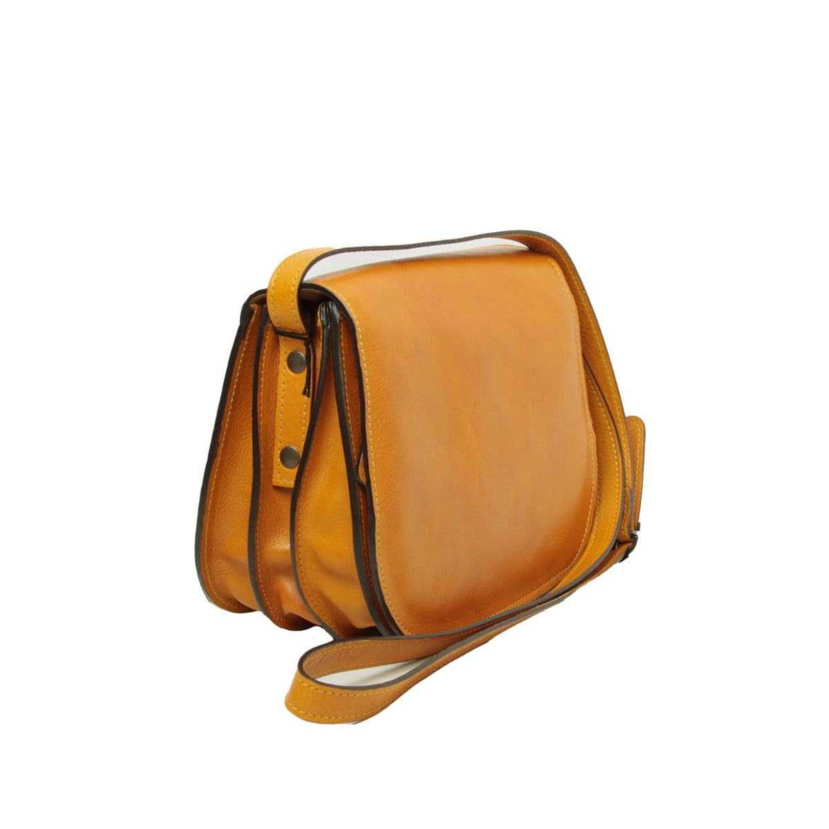 Women's shoulder bag in full grain calfskin-yellow ocher-1