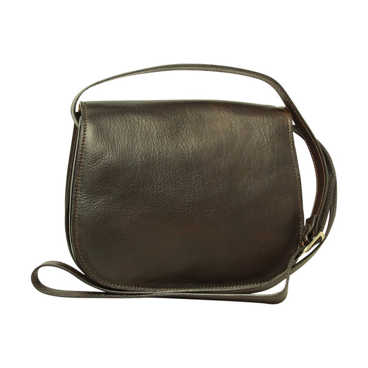 Women's shoulder bag in full grain calfskin-Dark brown-0