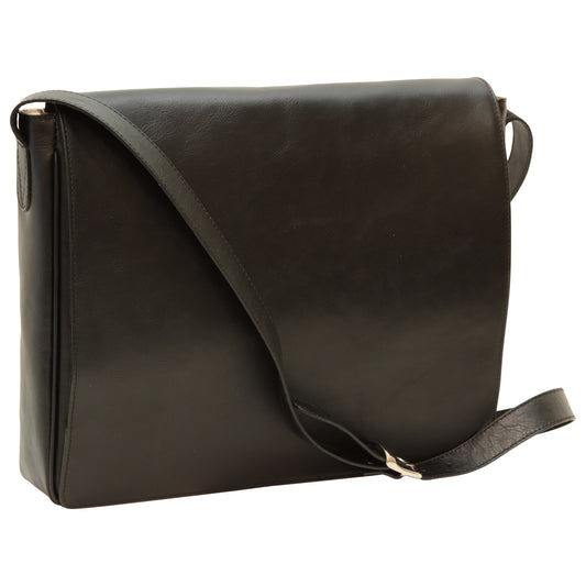 Cowhide leather messenger bag - Black-0