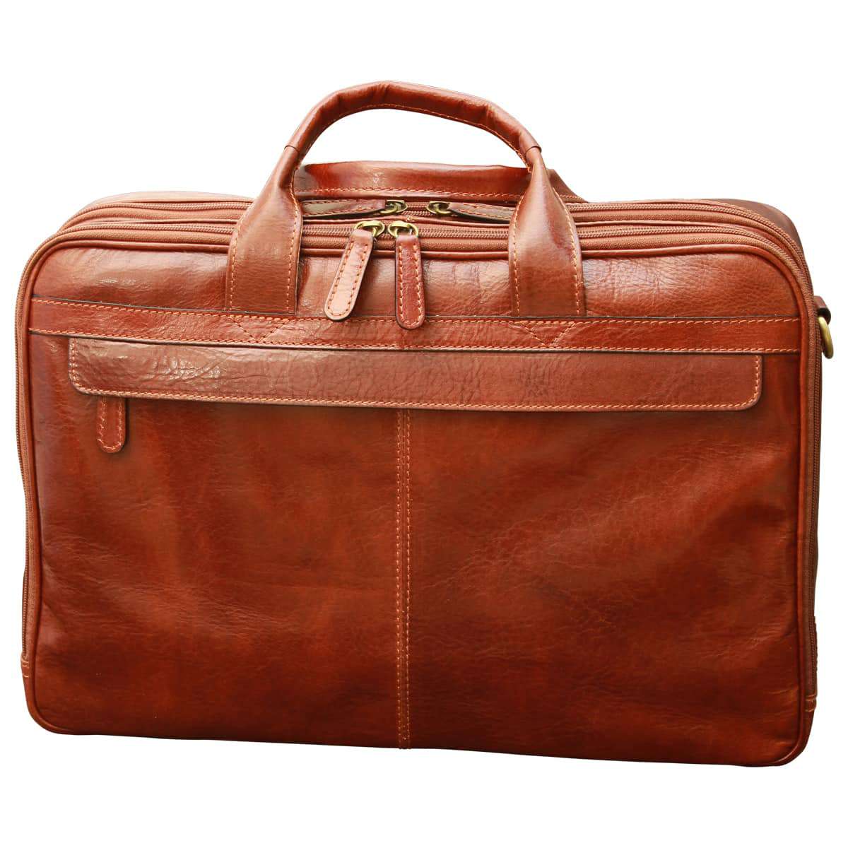 Esclusiva II Leather Laptop Briefcase - Brown-0