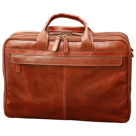 Esclusiva II Leather Laptop Briefcase - Brown-0