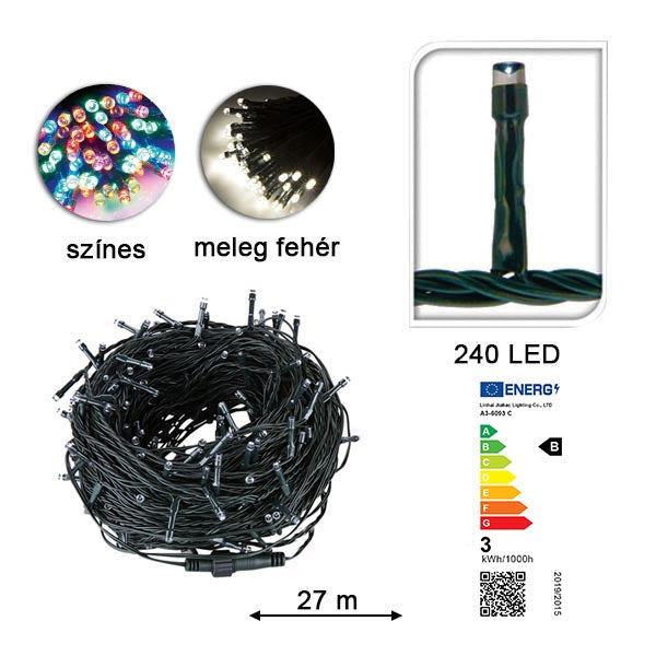 LED light string in selectable size and color - 240 LEDs - warm white-1