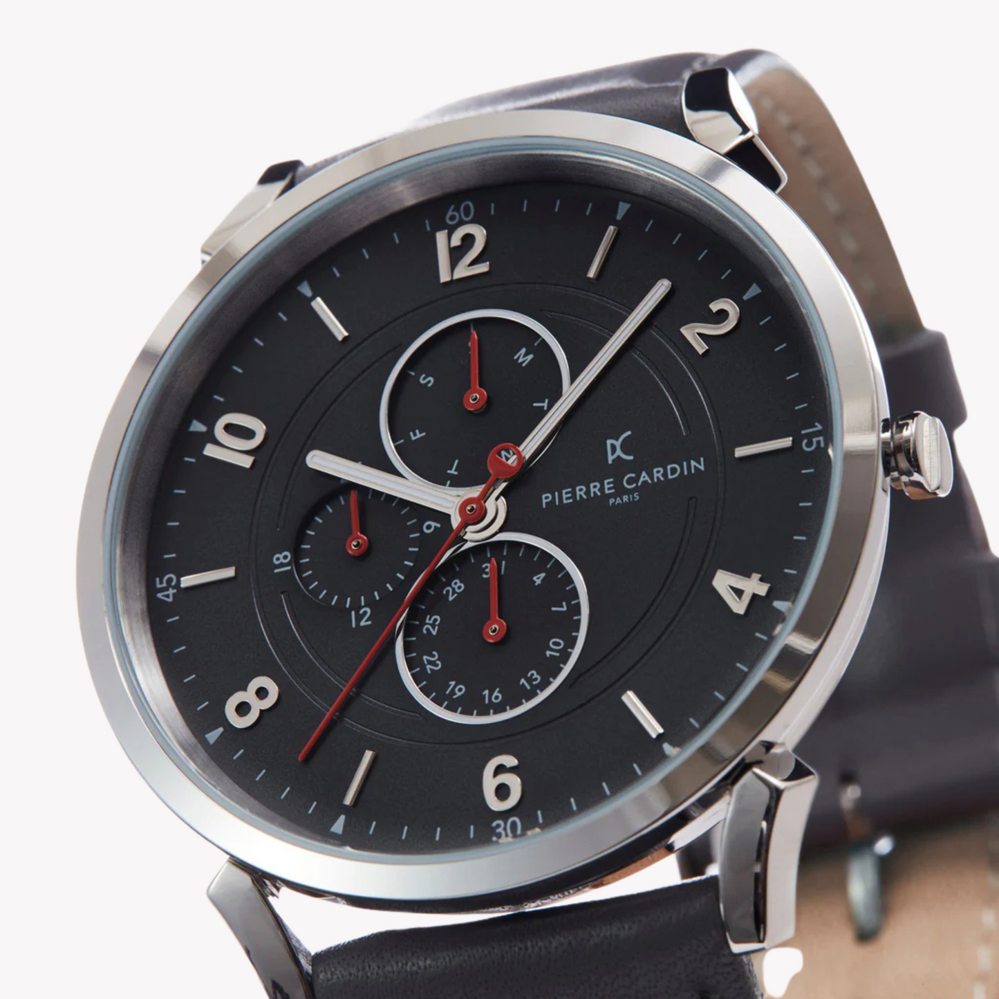 Pierre Cardin Men's Gray Leather Watch, Stainless Steel | CPI.2025-1